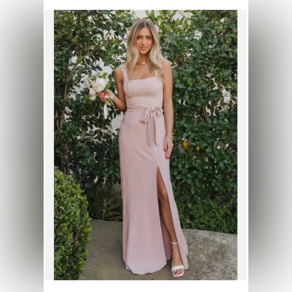 Show Me Your MuMu Paris Gown Dusty Blush Dress with Sash Size S